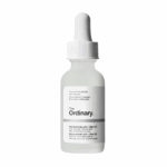 Front view of The Ordinary Niacinamide 10% + Zinc 1% serum 30ml with white dropper cap, minimalistic label design, high-strength blemish and oil-control formula.