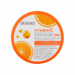 Dr Rashel Vitamin C Soothing Gel 99% in round orange container with citrus design, brightening and anti-aging formula to reduce dark spots and nourish skin.