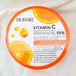Dr Rashel Vitamin C Soothing Gel 99% brightening and anti-aging skincare gel, reduces dark spots, hydrates face, body, and hair, 300g round orange container