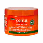 Cantu Shea Butter Leave-In Conditioning Cream jar for natural curls, coils, and waves – softens and helps repair hair breakage.