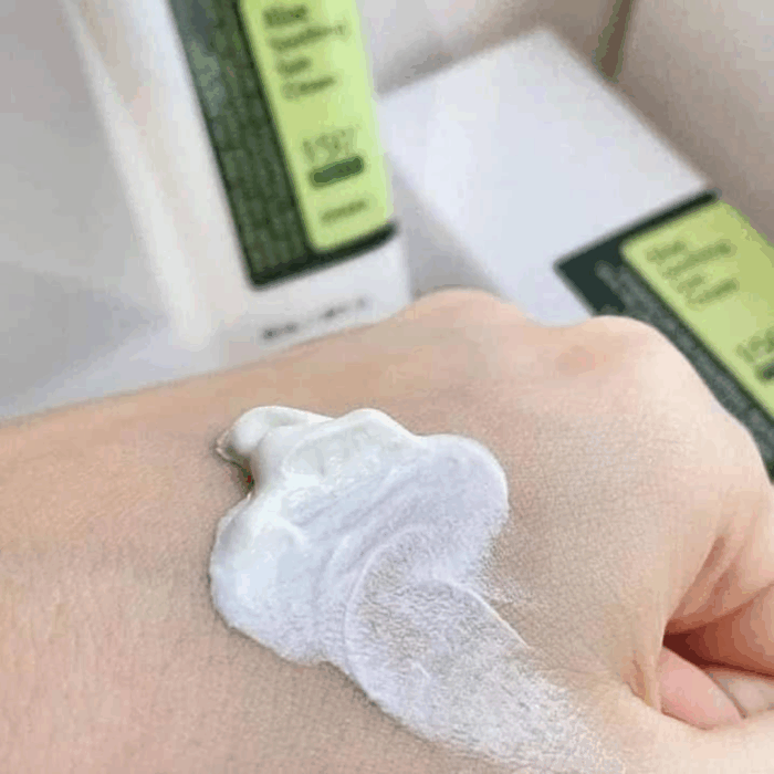 Texture of COSRX Aloe Soothing Sun Cream SPF 50+ PA+++ applied on skin.