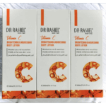 Three packaging boxes of Dr Rashel Vitamin C Brightening & Nourishing Body Lotion 300ml lined up side by side.