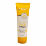 Dr Rashel Vitamin C Brightening Face Wash tube with yellow and white packaging, designed to brighten complexion and reduce redness.