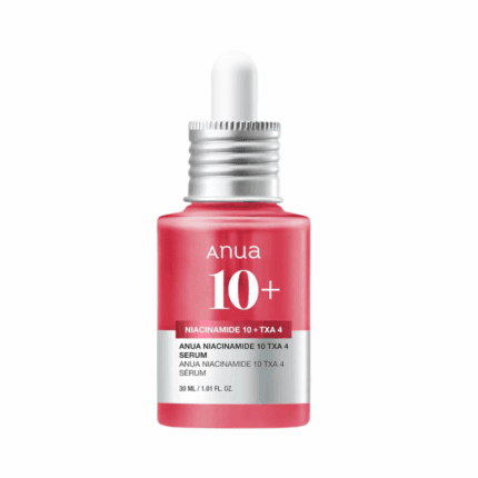 Anua Niacinamide 10% and TXA 4% serum bottle for dark spot correction and uneven skin tone