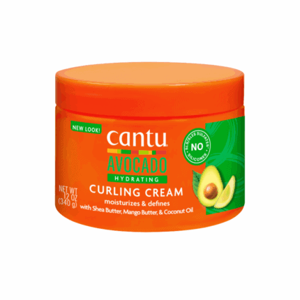 Cantu Avocado Hydrating Curling Cream 12oz jar with shea butter mango butter and coconut oil