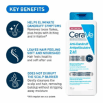 CeraVe 2-in-1 anti-dandruff shampoo and conditioner showing key benefits for dandruff control, itchy scalp relief and scalp barrier care in Sri Lanka
