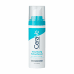 CeraVe Resurfacing Retinol Serum bottle with pump featuring encapsulated retinol and ceramides on white background
