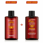 Creme of Nature Argan Oil Treatment comparison showing old packaging and new packaging design