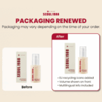 K Secret Seoul 1988 serum packaging renewed before and after box and bottle comparison graphic