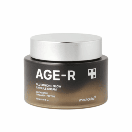 Medicube AGE-R Glutathione Glow Capsule Cream jar front view with silver lid
