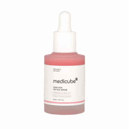 Medicube PDRN Pink Peptide Serum 30ml bottle with dropper on white background