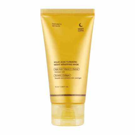 Isolated Medicube Kojic Acid Turmeric Night Wrapping Mask tube showing turmeric and kojic acid night care formula