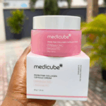 Medicube PDRN Pink Collagen Capsule Cream jar placed on box showing full product packaging