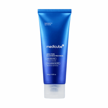 Medicube Zero Pore Blackhead Mud Mask tube with AHA BHA PHA for pore cleansing