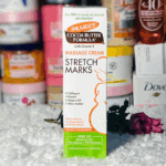 Palmer’s Cocoa Butter Formula stretch marks massage cream box showing cream concentrate and dermatologist approved formula