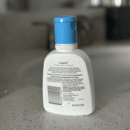 Back label of Cetaphil Gentle Skin Cleanser showing ingredients and usage instructions