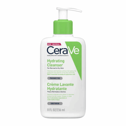 CeraVe Hydrating Facial Cleanser 236ml for normal to dry skin front packaging fragrance free