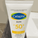 Close-up of Cetaphil Sun SPF 50+ Light Gel 50ml tube showing very high protection broad spectrum sunscreen for sensitive skin, available in Sri Lanka