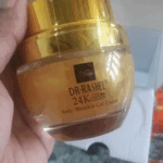 Dr Rashel 24K gold collagen anti wrinkle gel cream 50ml jar held in hand in Sri Lanka
