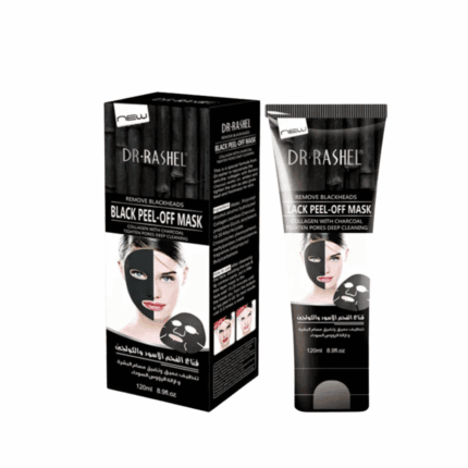 Dr Rashel Black Peel Off Mask 120ml tube with box packaging, charcoal collagen peel off mask for removing blackheads and deep pore cleansing available in Sri Lanka