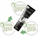 Dr Rashel Black Peel Off Mask 120ml showing step by step deep cleansing process, charcoal collagen peel off mask for blackhead removal and pore cleaning available in Sri Lanka