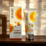 Dr Rashel Vitamin C Brightening Anti Aging Facial Cleanser 80g tube and packaging box with orange extract skincare product on table Sri Lanka