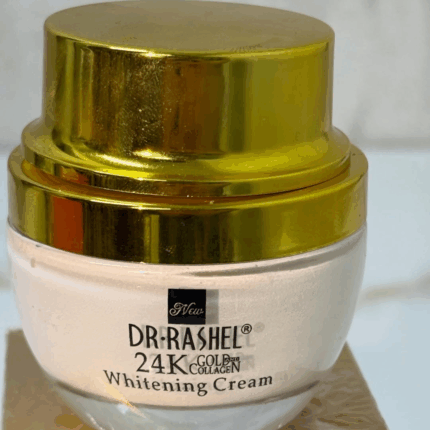 Dr Rashel Whitening Cream 24K Gold Collagen 30ml jar placed on original box, gold collagen brightening and whitening face cream available in Sri Lanka