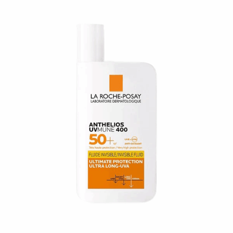 La Roche-Posay Anthelios UVMune 400 Invisible Fluid SPF50+ sunscreen bottle front view white background