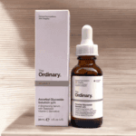 The Ordinary Ascorbyl Glucoside Solution 12% 30ml dropper bottle with packaging box on wooden background vitamin C brightening serum Sri Lanka