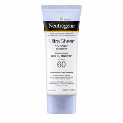 Neutrogena Ultra Sheer Dry-Touch Sunscreen SPF 60 88ml tube on white background