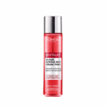 L’Oréal Revitalift 5% Pure Glycolic Acid peeling toner in a red transparent bottle with silver cap, designed to exfoliate and brighten skin, displayed on a clean background